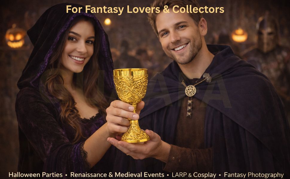 Medieval Royal Gold Goblet for Wine, Gothic Fantasy Décor, Renaissance & LARP Collectible Gift