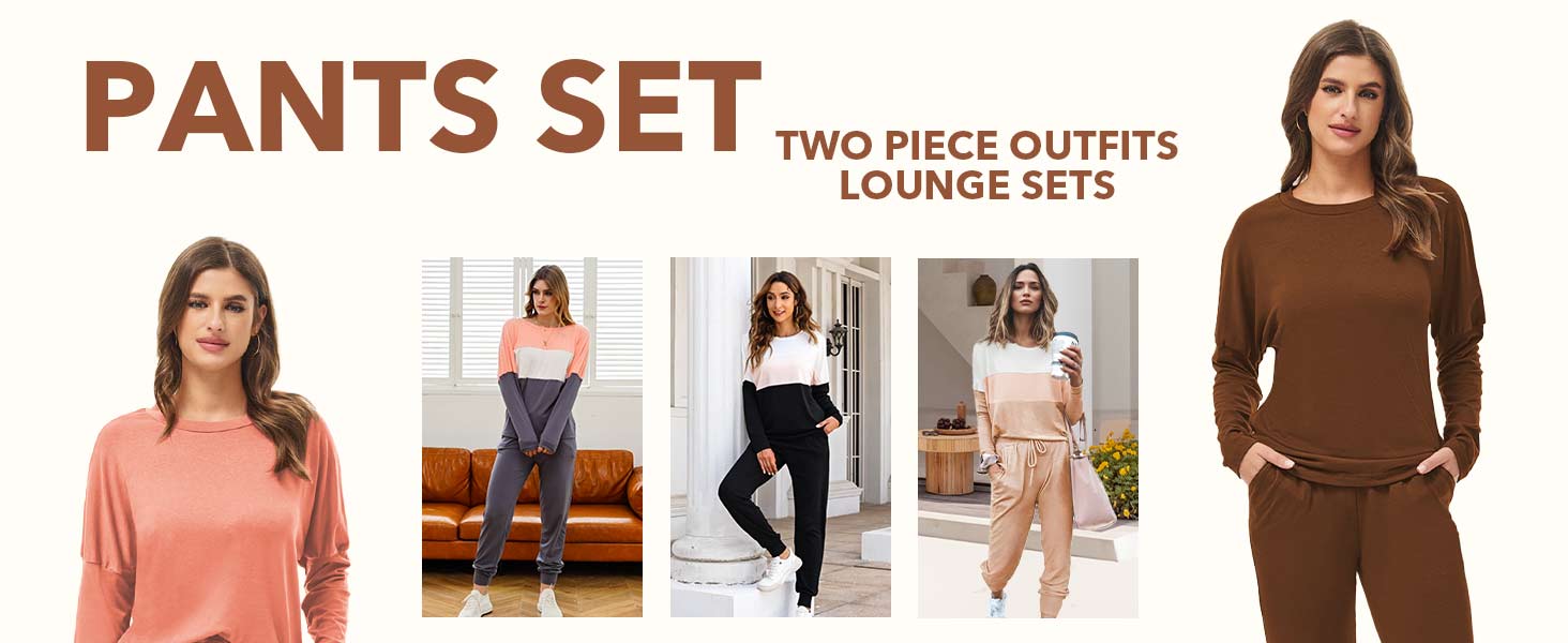 Jogger Sets for Women 2 Piece Lounge Sets Fall Sweatshirt Sets Outfits Two Piece