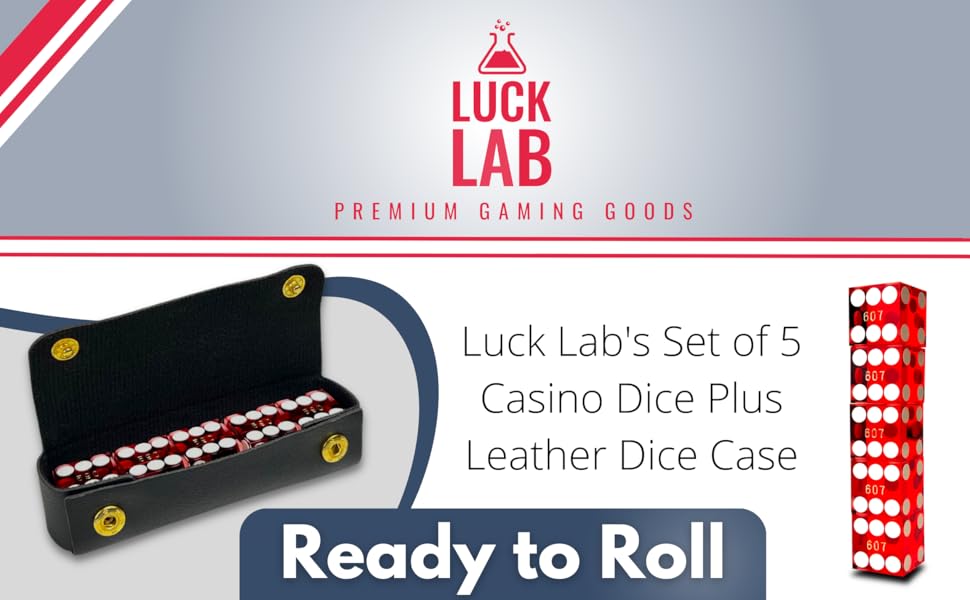 Luck Lab Logo Dice Case Set of Five Serialized Dice Red