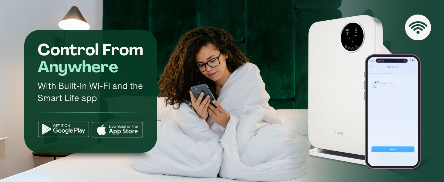 klarta forste smart air purifier, app control, wifi