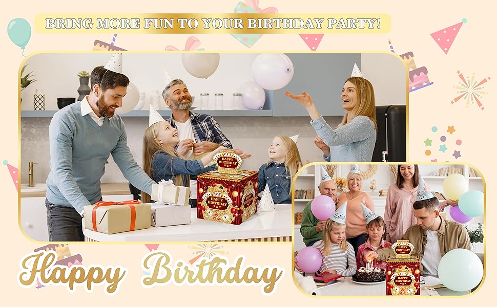 Happy Birthday Poker Box with Draw Strip,Casinos Birthday Gifts Boxes for Women Men