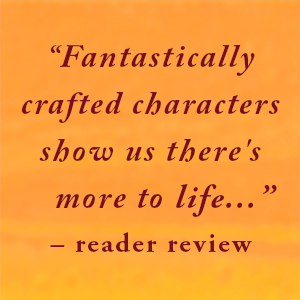 Text reads: 'Fantastically crafted characters show us there's'. Orange background with black serif text displayed across multiple segments.
