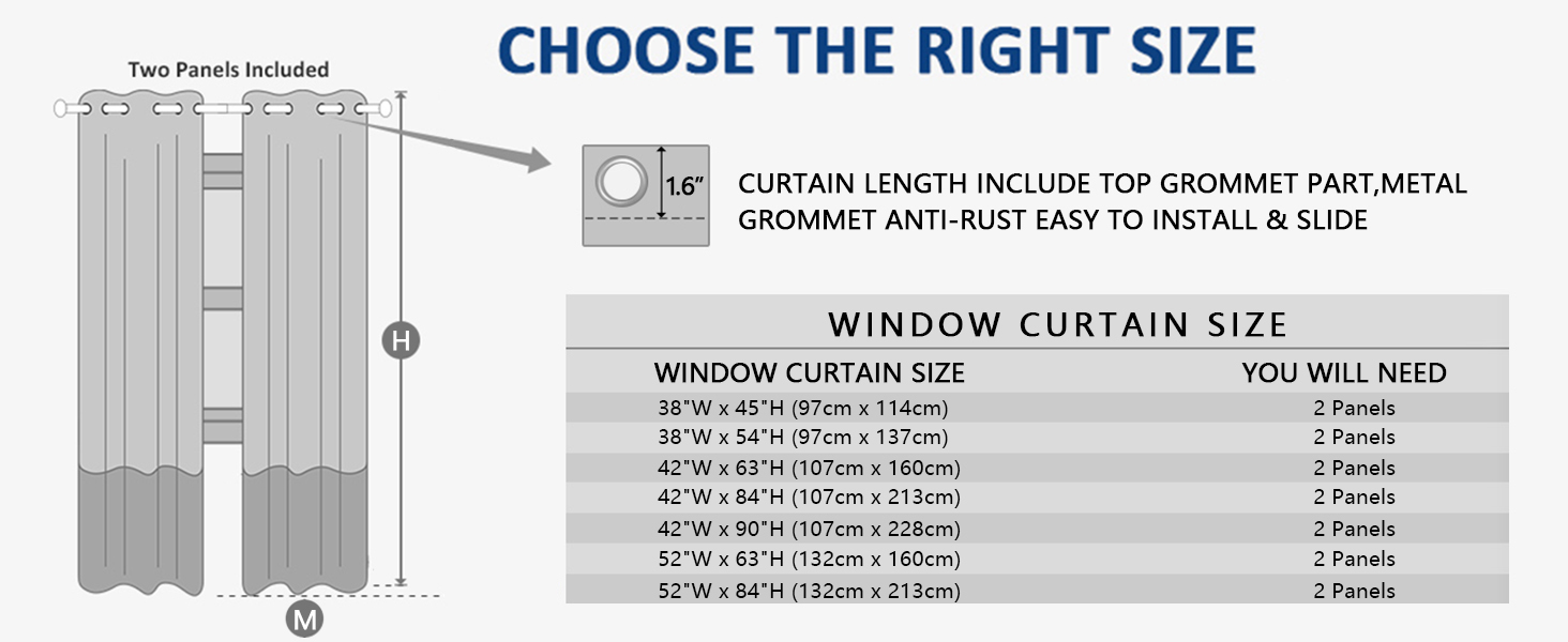 Multiple size options for boys and girls bedroom curtains