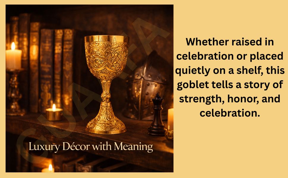 Heavy brass goblet for wine Ornate engraved chalice goblet Royal drinking goblet gift