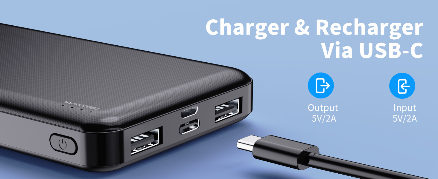 5V 2A C port output&input small portable charger